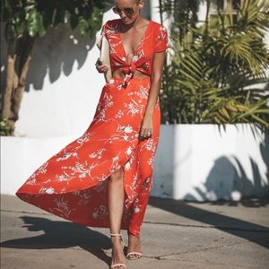 NWT Red floral two piece maxi set